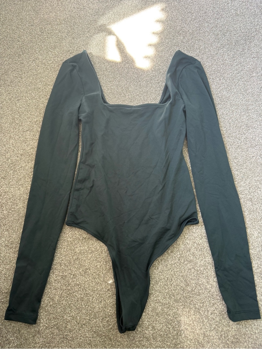 Zara Black Long Sleeve Square Neck Bodysuit
